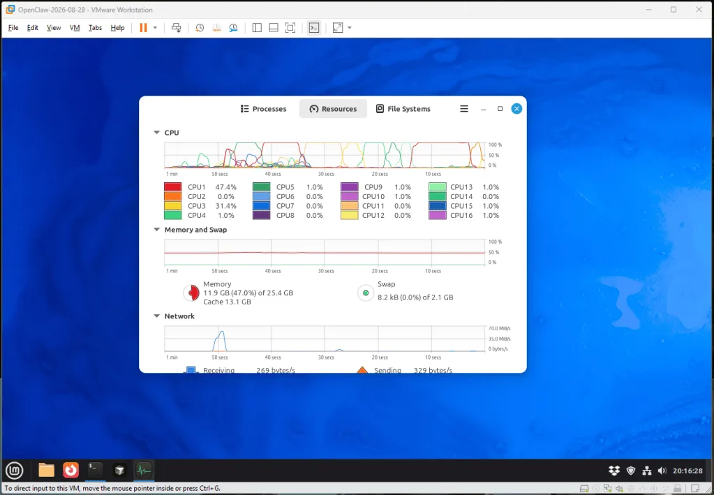 Linux Mint running on VMWare inside of Windows